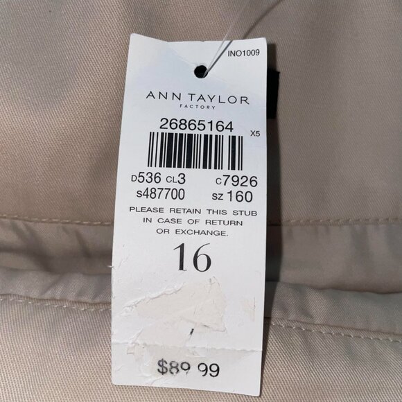 Ann Taylor Factory Khaki Tan Beige‎ Faux Wrap Skirt with Tie Belt Size 16 - Picture 5 of 8